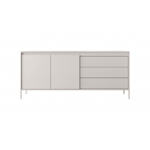 Breite Kommode geriffelten Fronten große Schubladen SENSO 187 x 81 cm Beige 3/9