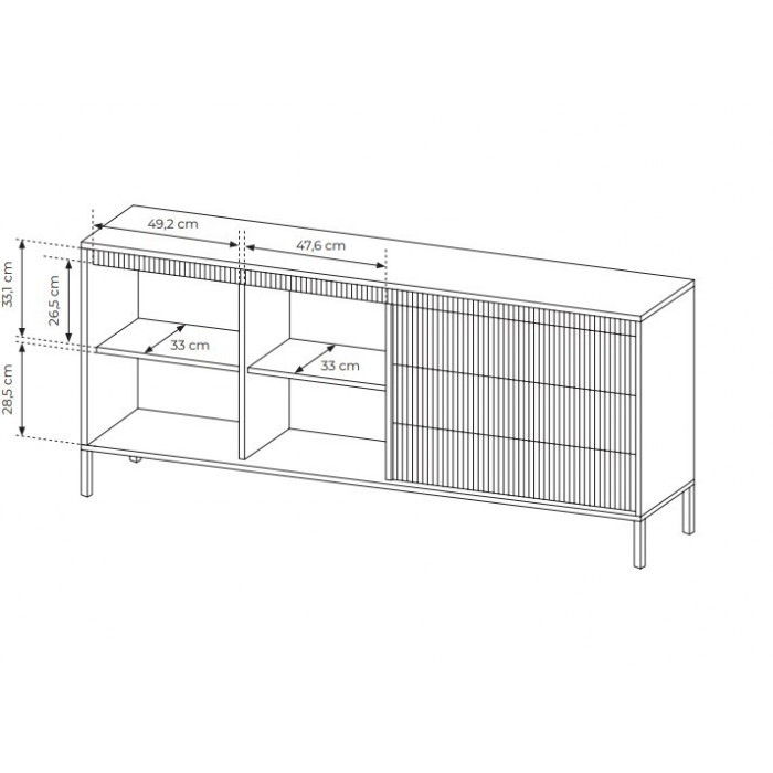 Breite Kommode geriffelten Fronten große Schubladen SENSO 187 x 81 cm Beige