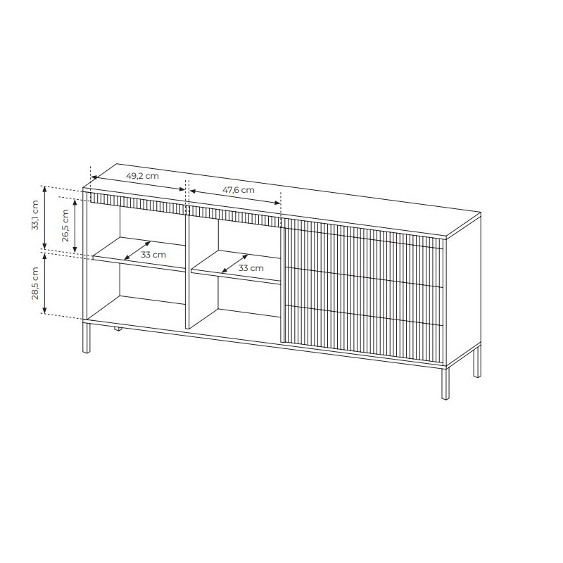 Breite Kommode geriffelten Fronten große Schubladen SENSO 187 x 81 cm Beige 8/9