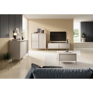 RTV-Schrank TV-Tisch mit geriffelte Fronten SENSO 153 x 53 Beige 5/9