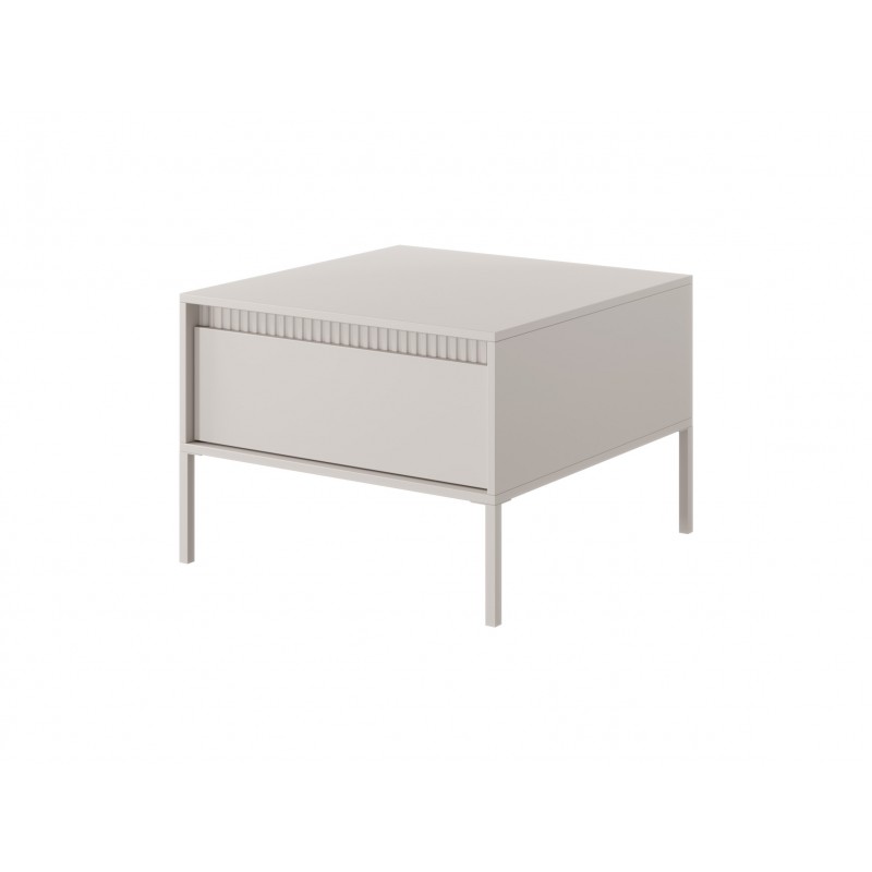 Klein Couchtisch mit geriffelten Fronten und Schublade SENSO Beige