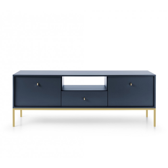 MOLLY 154 cm TV-Schrank TV-Tisch auf Goldbeine - Dunkelblau