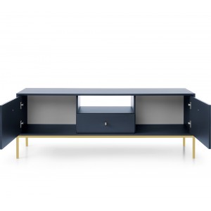 MOLLY 154 cm TV-Schrank TV-Tisch auf Goldbeine - Dunkelblau 2/9