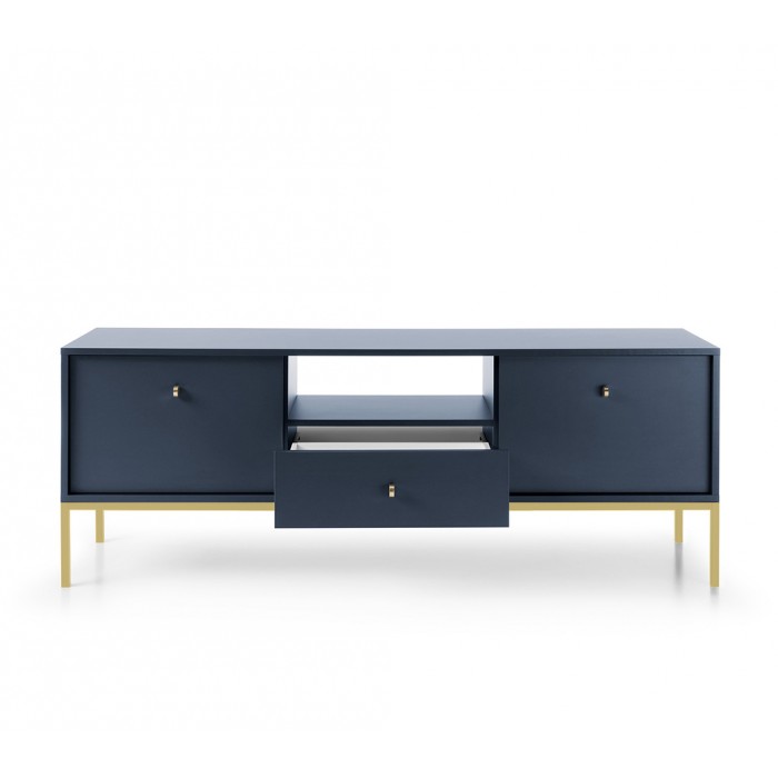 MOLLY 154 cm TV-Schrank TV-Tisch auf Goldbeine - Dunkelblau