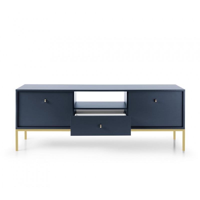 MOLLY 154 cm TV-Schrank TV-Tisch auf Goldbeine - Dunkelblau 4/9