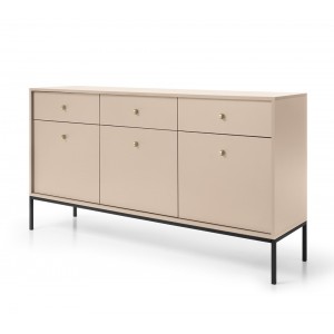 MOLLY 154 cm Kommode dreitürige mit 3 Schubladen  auf Schwarzbeine - Beige 1/9