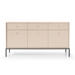 MOLLY 154 cm Kommode dreitürige mit 3 Schubladen  auf Schwarzbeine - Beige 3/9