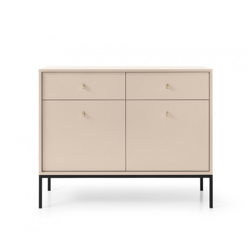 MOLLY 104 cm Kommode 2-türige mit 2 Schubladen auf Schwarzbeine - Beige 3/9