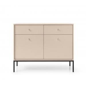 MOLLY 104 cm Kommode 2-türige mit 2 Schubladen auf Schwarzbeine - Beige 3/9