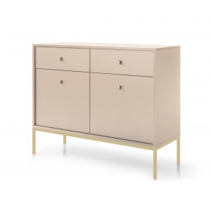 MOLLY 104 cm Kommode 2-türige mit 2 Schubladen auf Goldbeine - Beige 1/9