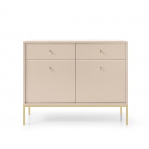 MOLLY 104 cm Kommode 2-türige mit 2 Schubladen auf Goldbeine - Beige 4/9