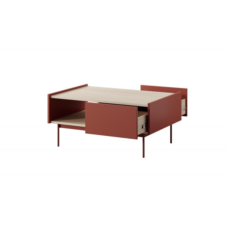 Couchtisch Kaffetisch Wohnzimmertisch mit Schubladen COLOR 97 x 65 cm Rot Ziegelrot 2/9