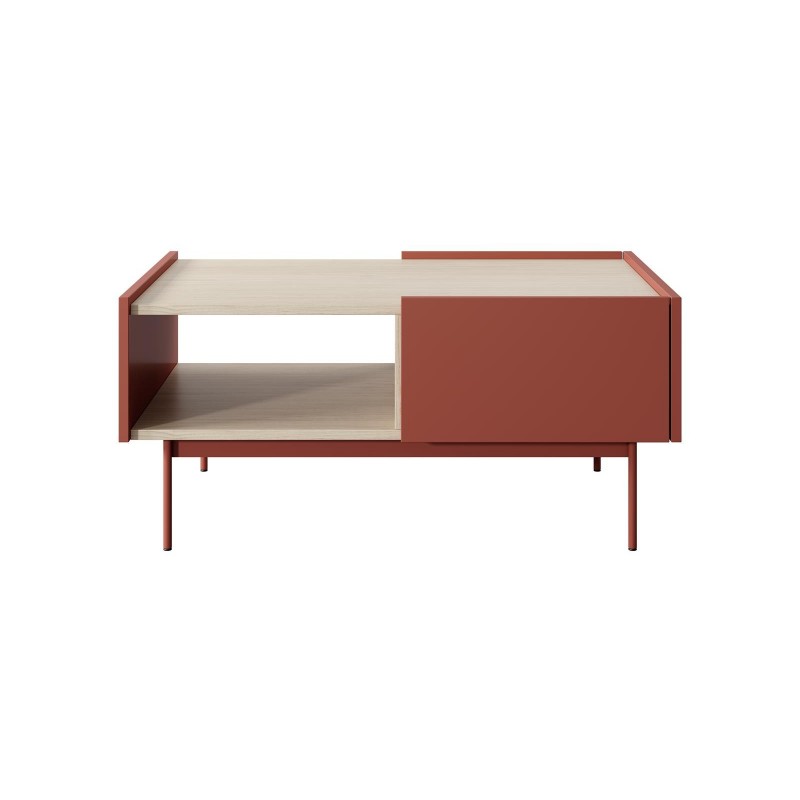 Couchtisch Kaffetisch Wohnzimmertisch mit Schubladen COLOR 97 x 65 cm Rot Ziegelrot 4/9