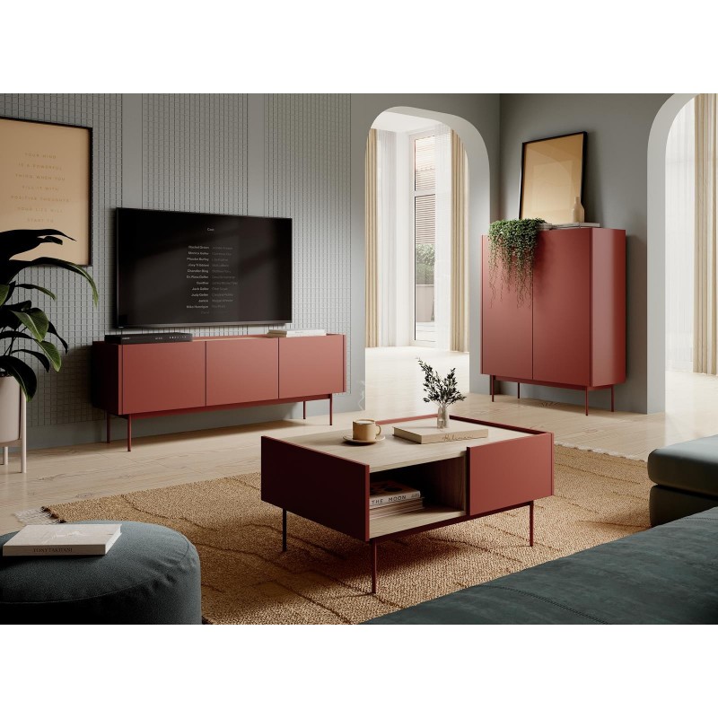Couchtisch Kaffetisch Wohnzimmertisch mit Schubladen COLOR 97 x 65 cm Rot Ziegelrot 5/9