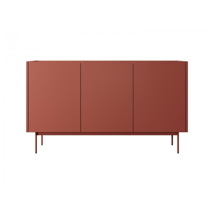 Dreitürige Breite Kommode mit hohen Metallbeinen COLOR 144 cm Rot Ziegelrot