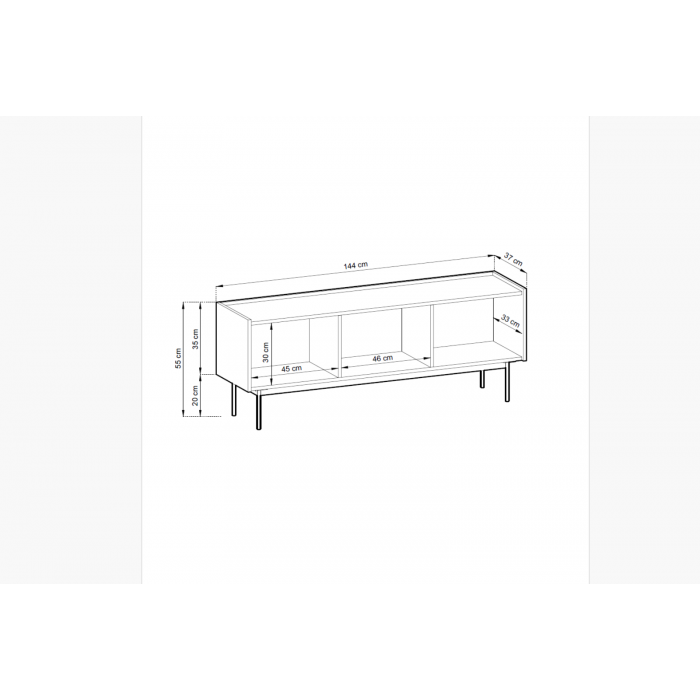 RTV-Schrank TV-Tisch Lowboard für Wohnzimmer mit dreitüren COLOR 144 cm Beige Hellbeige