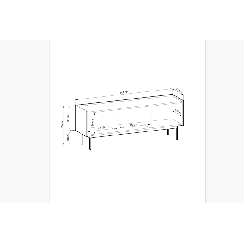 RTV-Schrank TV-Tisch Lowboard für Wohnzimmer mit dreitüren COLOR 144 cm Beige Hellbeige 6/9