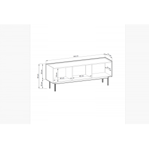 RTV-Schrank TV-Tisch Lowboard für Wohnzimmer mit dreitüren COLOR 144 cm Beige Hellbeige 6/9
