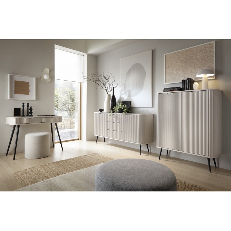 Dreitüriger RTV-Schrank auf schwarzen Beinen ZOVA Cashmere Beige 4/9