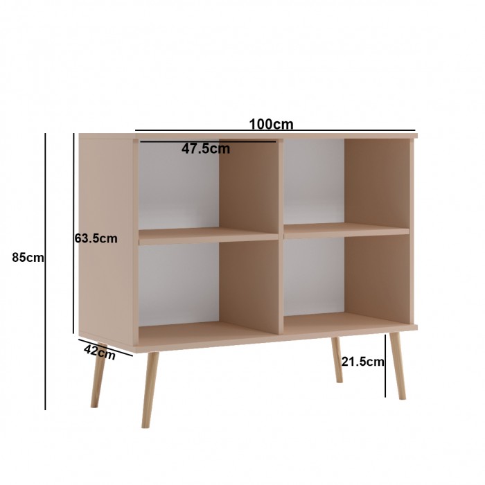 Kommode mit Schnurgriffe 2-türig auf Holzbeinen IKON - Weiß