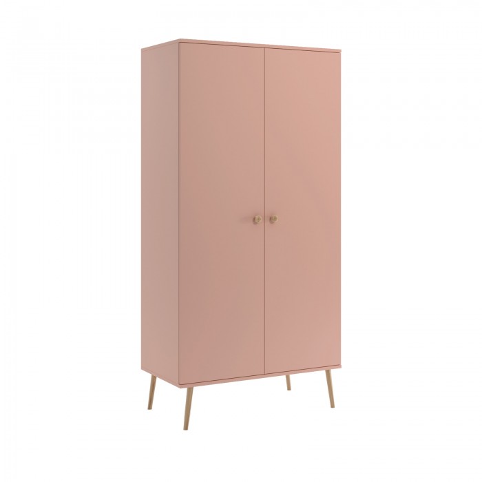 weißer Kleiderschrank mit Reling Rosa