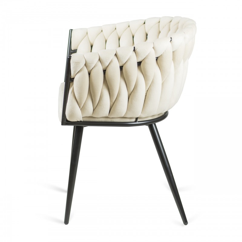 Gepolsterter Sessel LARISSA - Beige auf Schwarzbeine 3/9