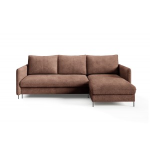 Braunes gepolstertes Ecksofa BELIS BOUCLE mit Schlaffunktion 2/9