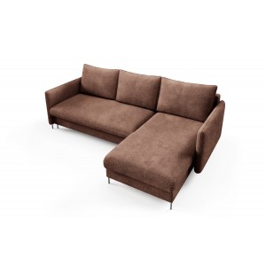 Braunes gepolstertes Ecksofa BELIS BOUCLE mit Schlaffunktion 3/9