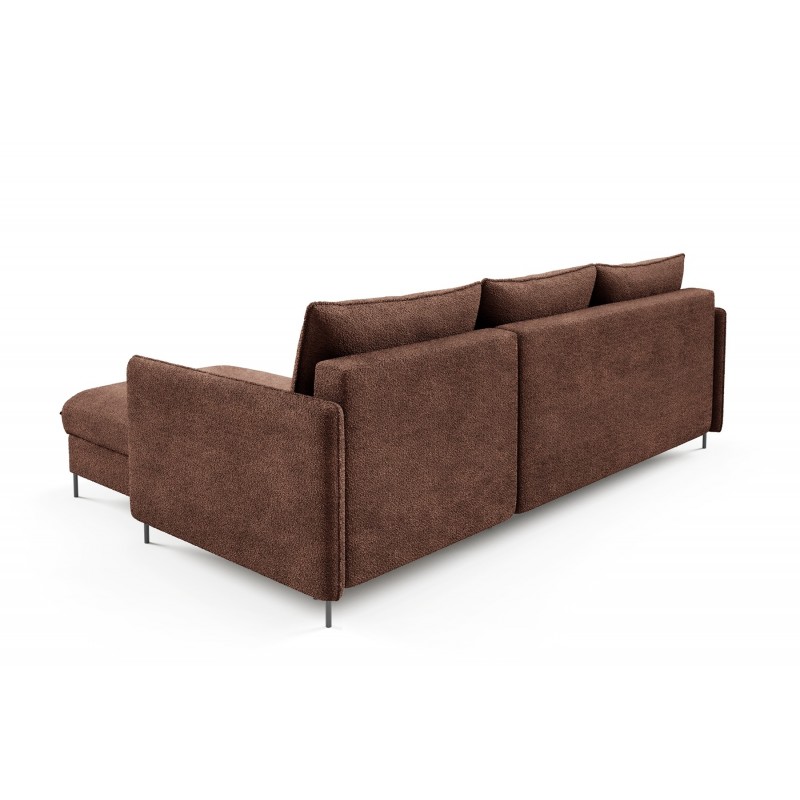 Braunes gepolstertes Ecksofa BELIS BOUCLE mit Schlaffunktion 4/9