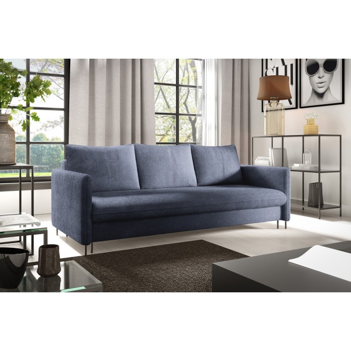 BELIS BOUCLE Dreisitzer-Sofa in navyblau mit Schlaffunktion