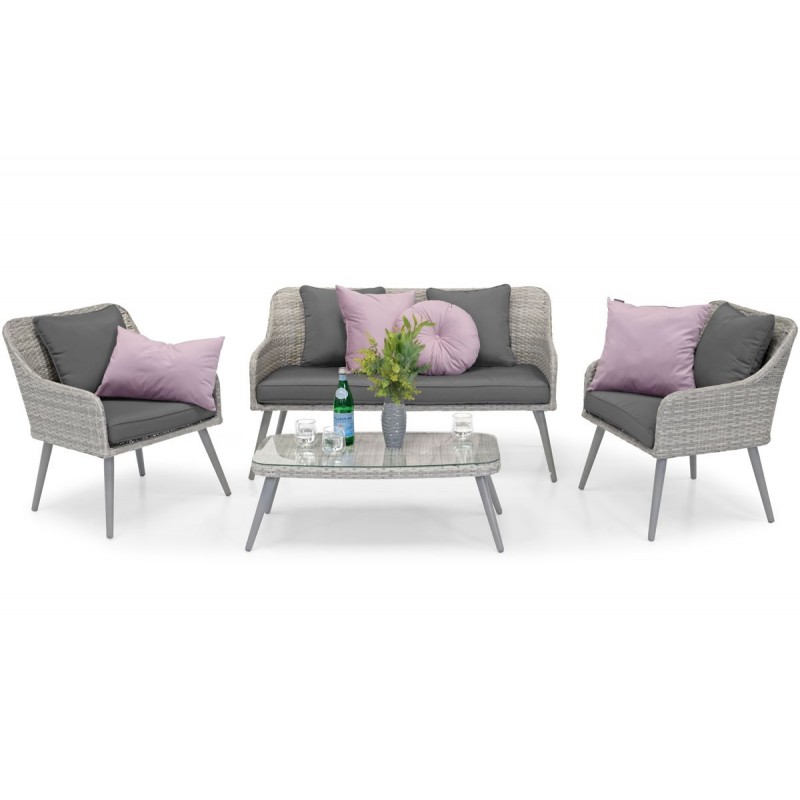 Elegante Gartenmöbel 4er Set Lounge Tisch Couchtisch Sofa Sessel MOKKA Grau 1/9