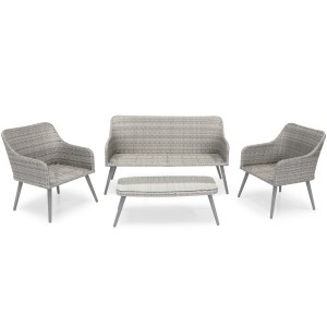 Elegante Gartenmöbel 4er Set Lounge Tisch Couchtisch Sofa Sessel MOKKA Grau 2/9