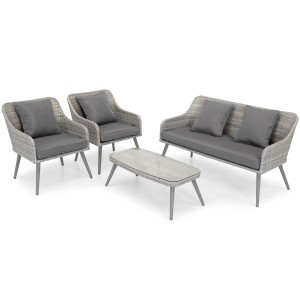 Elegante Gartenmöbel 4er Set Lounge Tisch Couchtisch Sofa Sessel MOKKA Grau 3/9