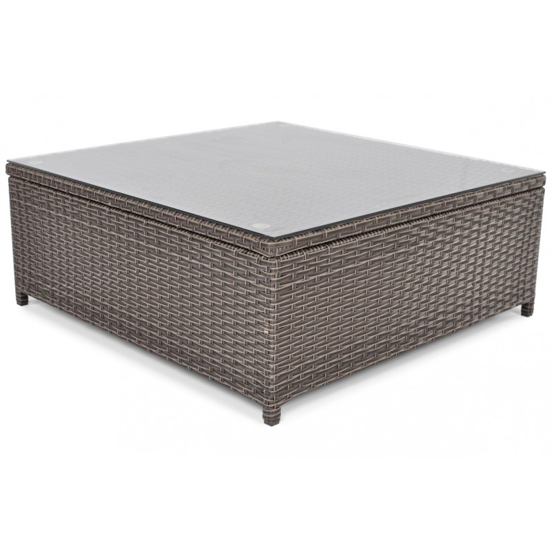 Quadratischer Gartentisch mit Glasplatte klappbar MALAGA Braun