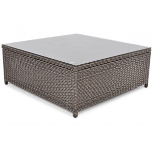 Quadratischer Gartentisch mit Glasplatte klappbar MALAGA Braun 1/9