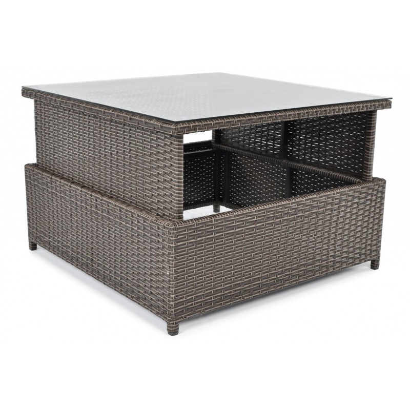 Quadratischer Gartentisch mit Glasplatte klappbar MALAGA Braun 2/9
