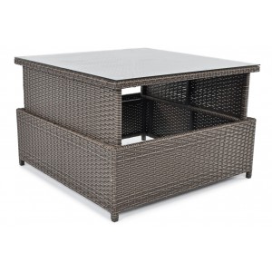 Quadratischer Gartentisch mit Glasplatte klappbar MALAGA Braun 2/9