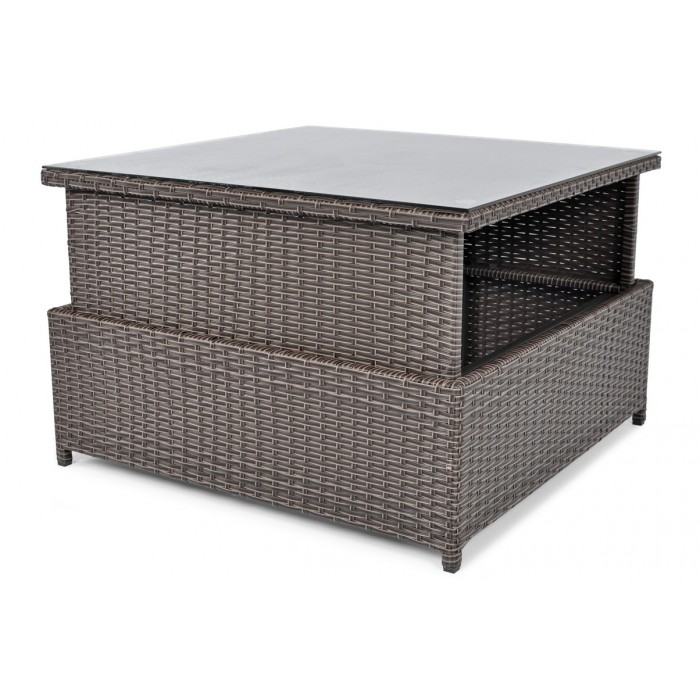 Quadratischer Gartentisch mit Glasplatte klappbar MALAGA Braun