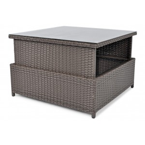 Quadratischer Gartentisch mit Glasplatte klappbar MALAGA Braun 3/9