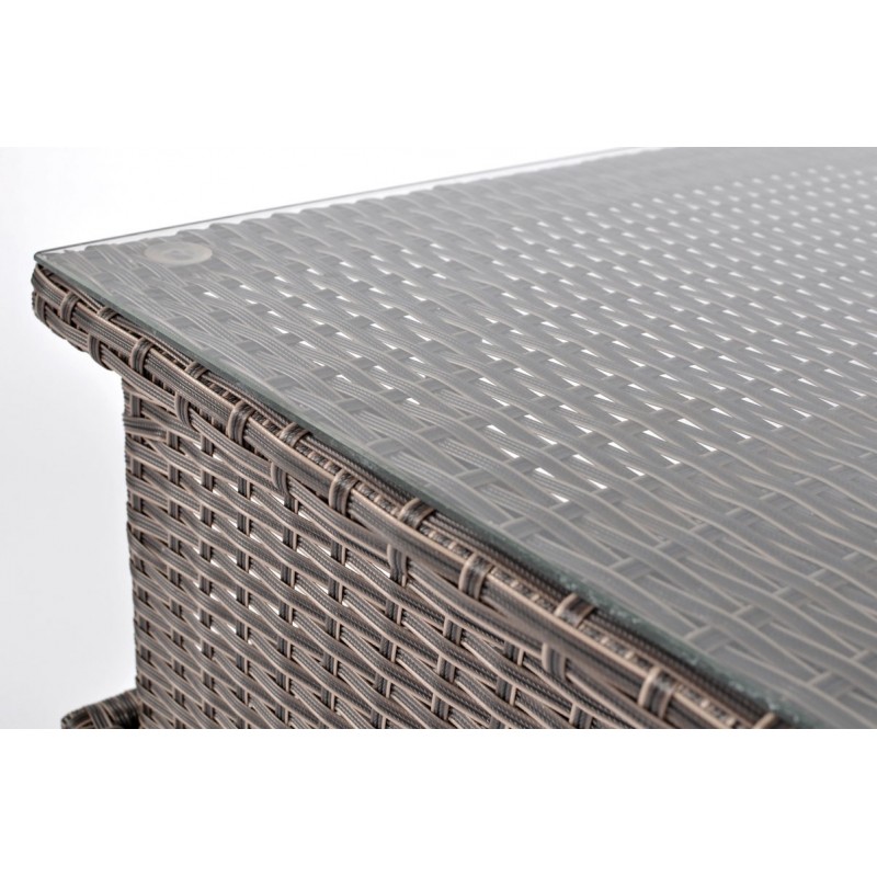 Quadratischer Gartentisch mit Glasplatte klappbar MALAGA Braun 5/9
