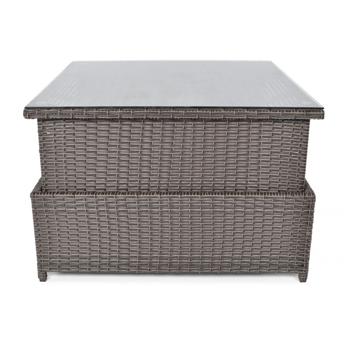 Quadratischer Gartentisch mit Glasplatte klappbar MALAGA Braun