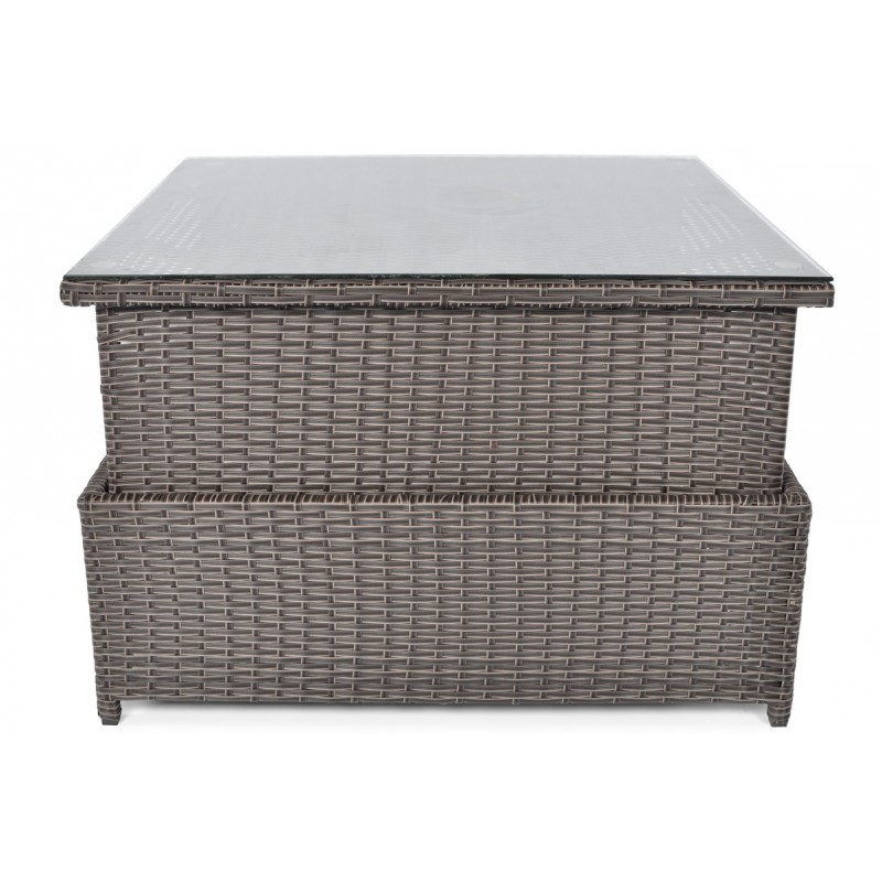 Quadratischer Gartentisch mit Glasplatte klappbar MALAGA Braun 6/9