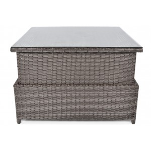 Quadratischer Gartentisch mit Glasplatte klappbar MALAGA Braun 6/9