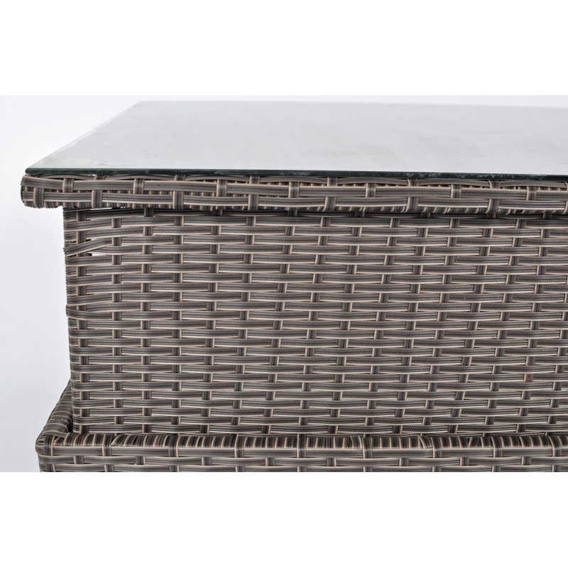 Quadratischer Gartentisch mit Glasplatte klappbar MALAGA Braun 7/9