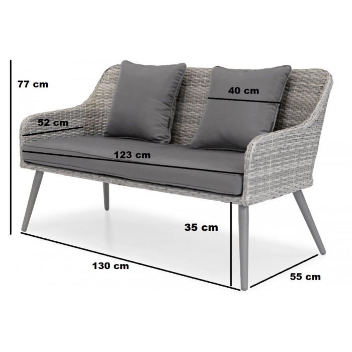 Elegante Gartenmöbel 4er Set Lounge Tisch Couchtisch Sofa Sessel MOKKA Grau