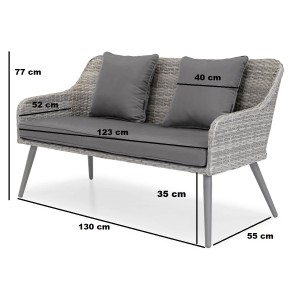 Elegante Gartenmöbel 4er Set Lounge Tisch Couchtisch Sofa Sessel MOKKA Grau 15/9