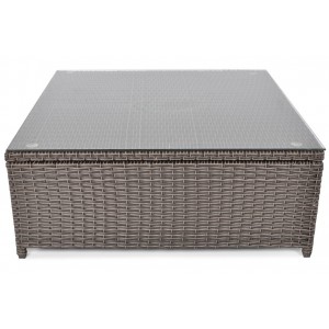 Quadratischer Gartentisch mit Glasplatte klappbar MALAGA Braun 8/9