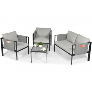 Modernes Gartenmöbel-Set Sofa Couchtisch Sessel-Set IBIZA Grau 2/9