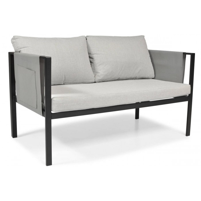 Modernes Gartenmöbel-Set Sofa Couchtisch Sessel-Set IBIZA Grau