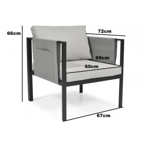 Modernes Gartenmöbel-Set Sofa Couchtisch Sessel-Set IBIZA Grau 10/9